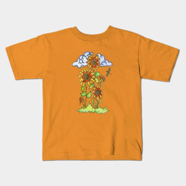 Sunflower Family Kids T-Shirt by BonnieSales